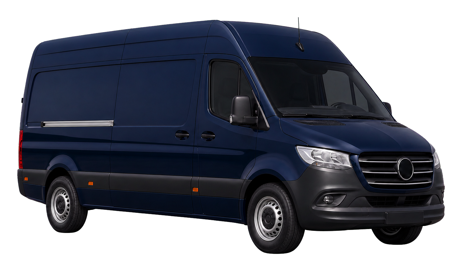Vrijstaande 3D-presentatie van de geplande Mercedes-Benz Sprinter L2H2 voor dedicated transport